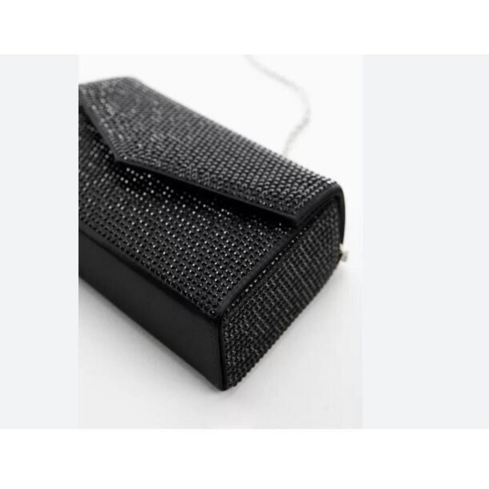MANGO MNG rhinestone embellished box clutch shoulder bag - BLACK - Picture 2 of 10